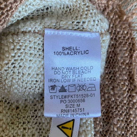 Fantastic fawn sweater striped oversized thin knit boho coastal oversized fringe - Picture 8 of 8